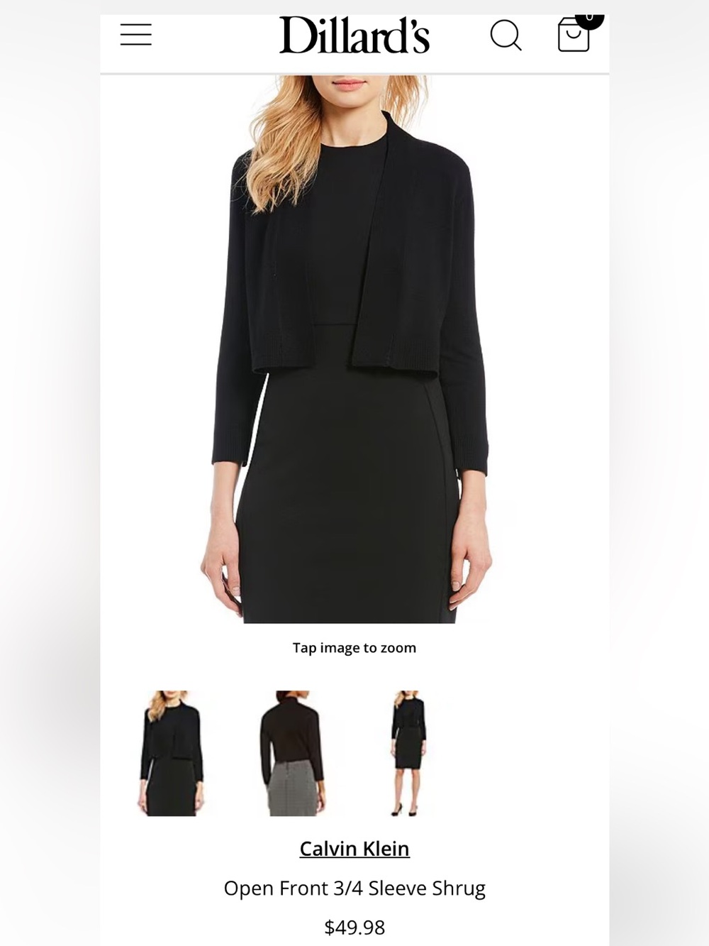 Calvin Klein Gilmore Girls Style Dress Shrug in Black